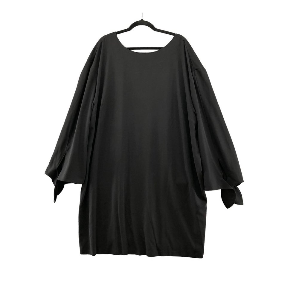 Eloquii Black Tie Sleeve Flowy Shift Dress Knee Length Plus Siz 26 LBD Formal